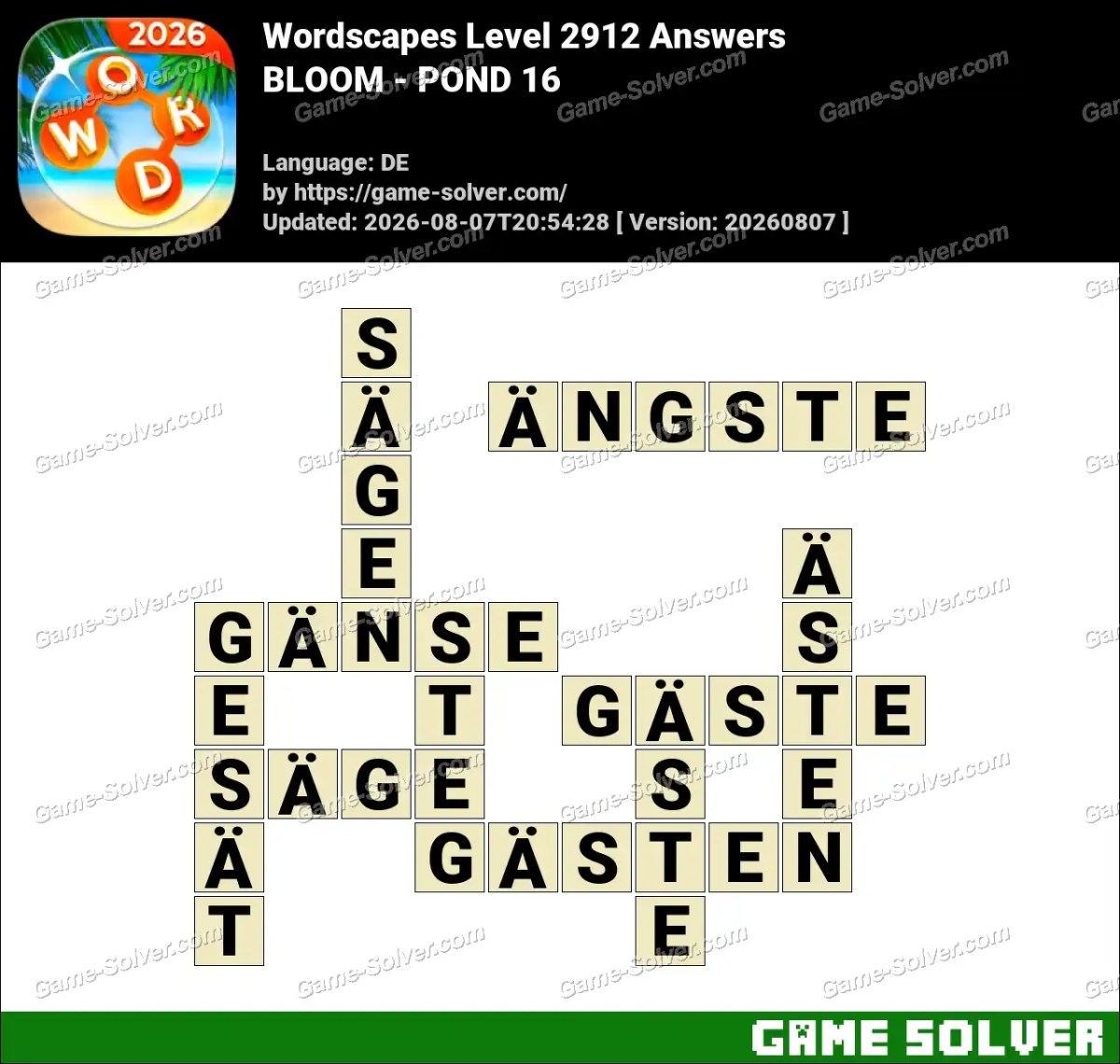 Wordscapes Deutsche Level 2912 Answers — BLOOM - POND 16 Wordscapes Deutsche Level 2912 Answers — BLOOM - POND 16