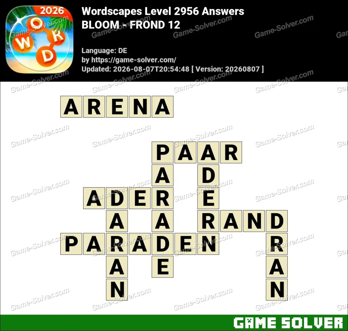 Wordscapes Deutsche Level 2956 Answers — BLOOM - FROND 12 Wordscapes Deutsche Level 2956 Answers — BLOOM - FROND 12