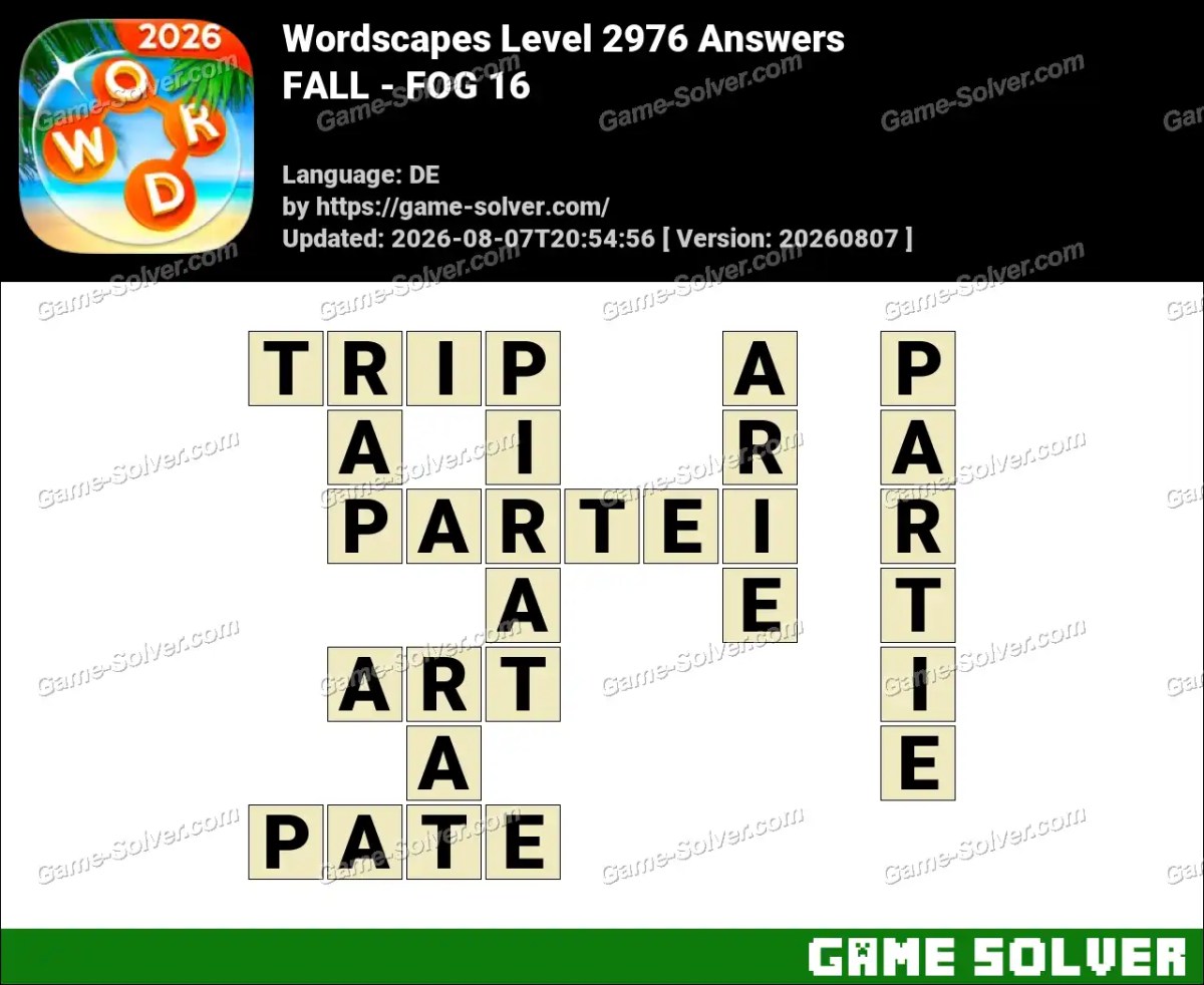 Wordscapes Deutsche Level 2976 Answers — FALL - FOG 16 Wordscapes Deutsche Level 2976 Answers — FALL - FOG 16