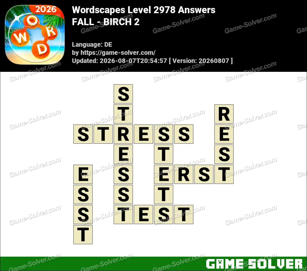 Wordscapes Deutsche Level 2978 Answers — FALL - BIRCH 2