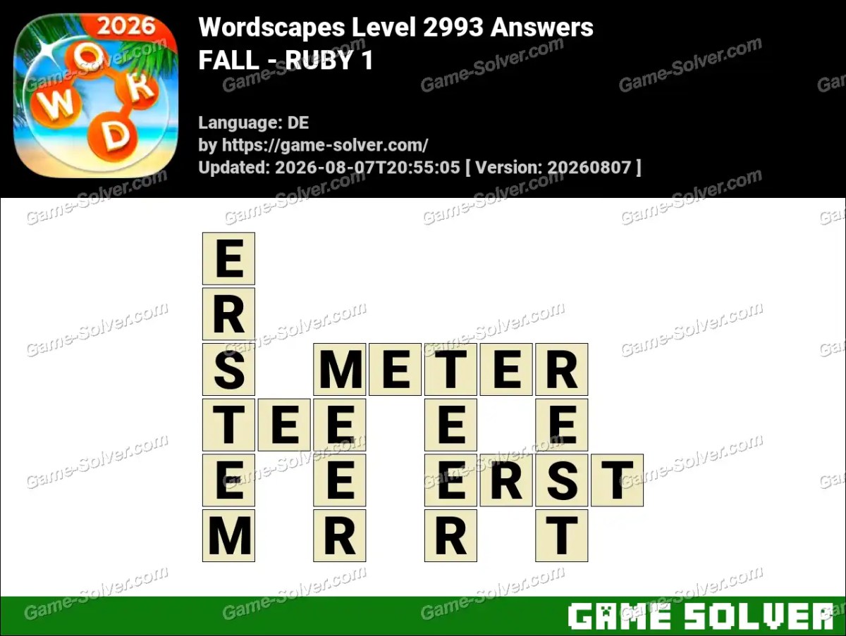 Wordscapes Deutsche Level 2993 Answers — FALL - RUBY 1