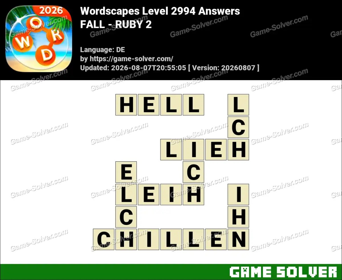 Wordscapes Deutsche Level 2994 Answers — FALL - RUBY 2