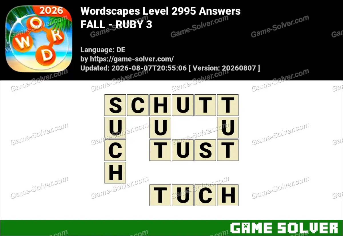 Wordscapes Deutsche Level 2995 Answers — FALL - RUBY 3