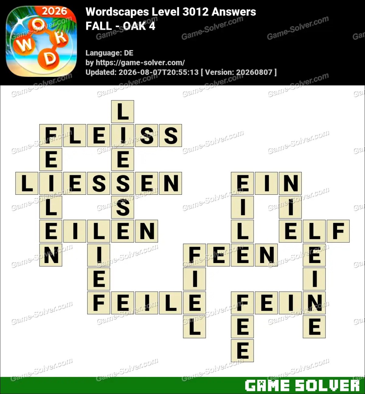 Wordscapes Deutsche Level 3012 Answers — FALL - OAK 4 Wordscapes Deutsche Level 3012 Answers — FALL - OAK 4