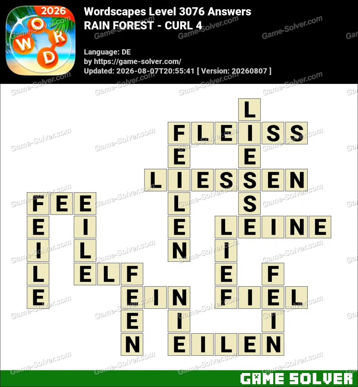 Wordscapes Deutsche Level 3076 Answers — RAIN FOREST - CURL 4 Wordscapes Deutsche Level 3076 Answers — RAIN FOREST - CURL 4