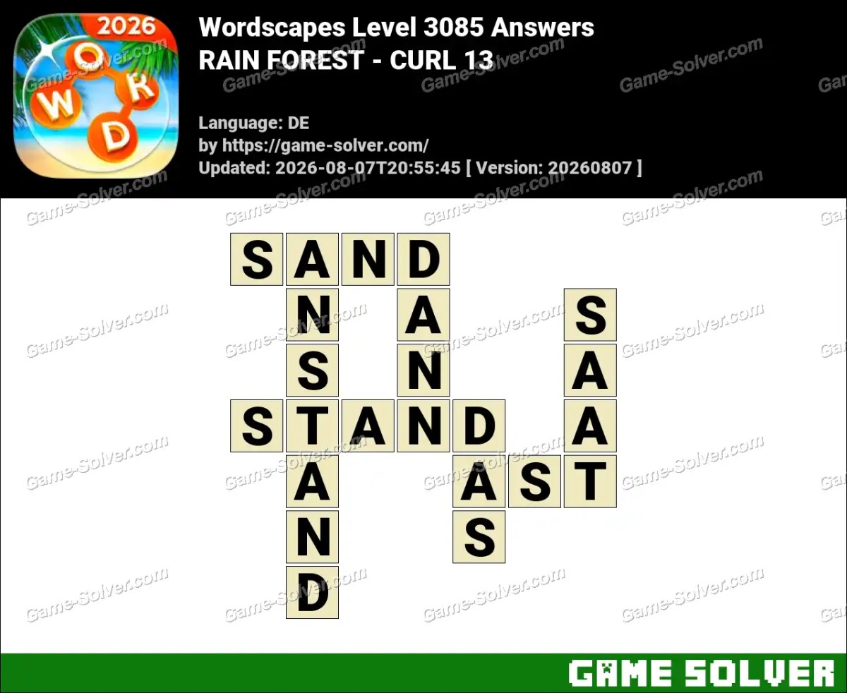 Wordscapes Deutsche Level 3085 Answers — RAIN FOREST - CURL 13 Wordscapes Deutsche Level 3085 Answers — RAIN FOREST - CURL 13