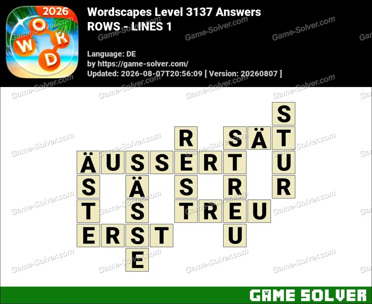 Wordscapes Deutsche Level 3137 Answers — ROWS - LINES 1