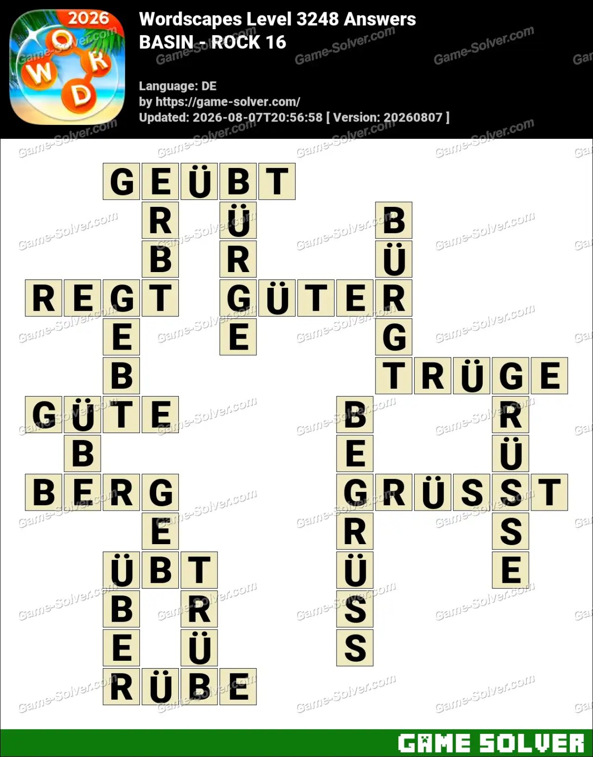 Wordscapes Deutsche Level 3248 Answers — BASIN - ROCK 16 Wordscapes Deutsche Level 3248 Answers — BASIN - ROCK 16