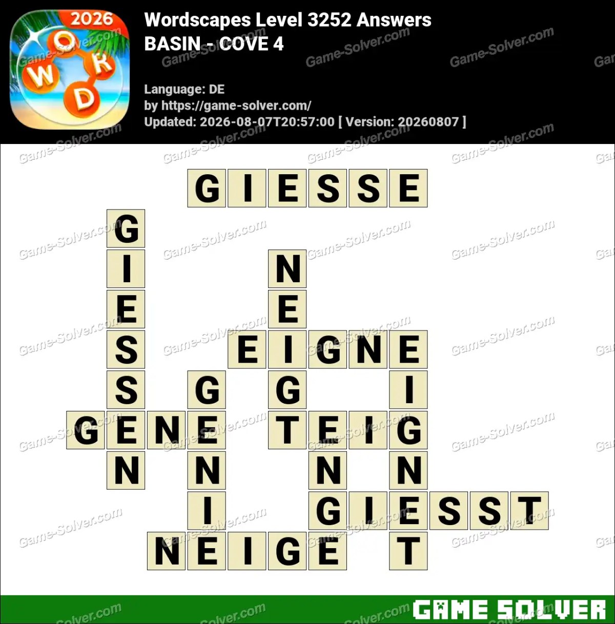 Wordscapes Deutsche Level 3252 Answers — BASIN - COVE 4 Wordscapes Deutsche Level 3252 Answers — BASIN - COVE 4
