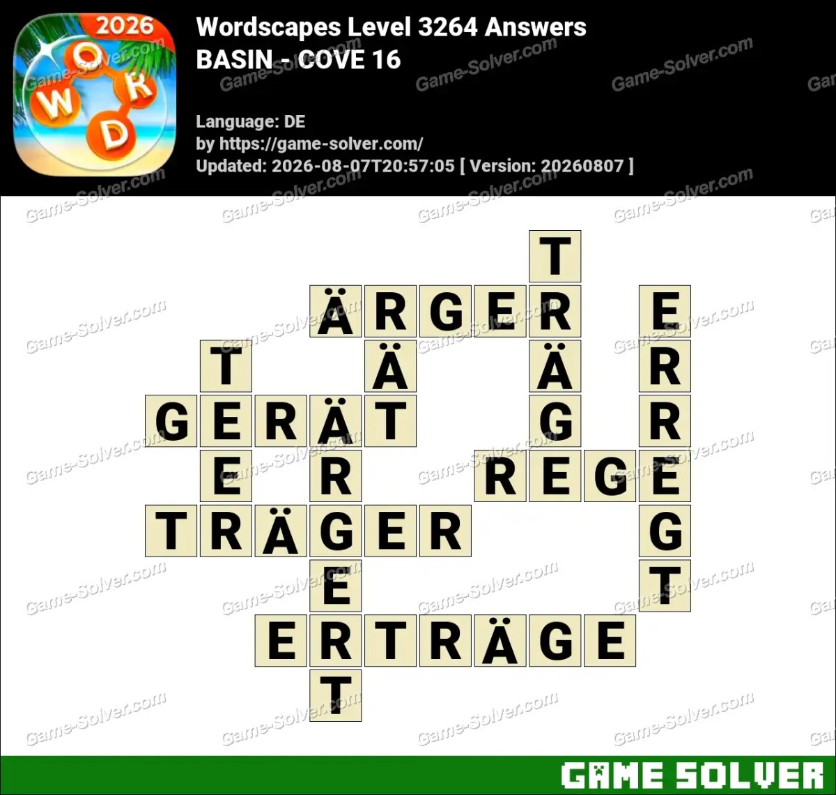Wordscapes Deutsche Level 3264 Answers — BASIN - COVE 16 Wordscapes Deutsche Level 3264 Answers — BASIN - COVE 16