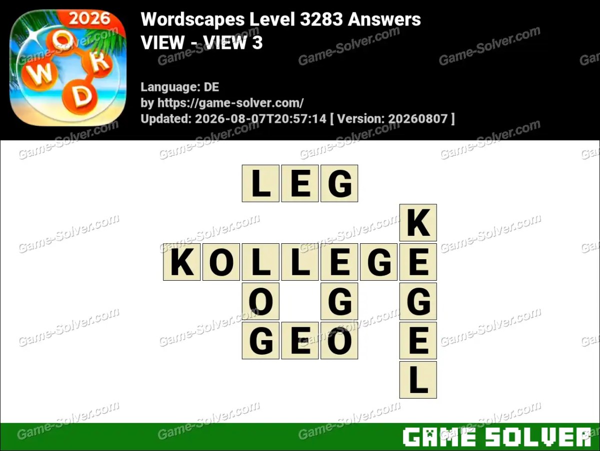 Wordscapes Deutsche Level 3283 Answers — VIEW - VIEW 3
