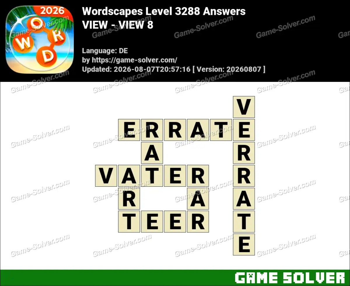 Wordscapes Deutsche Level 3288 Answers — VIEW - VIEW 8
