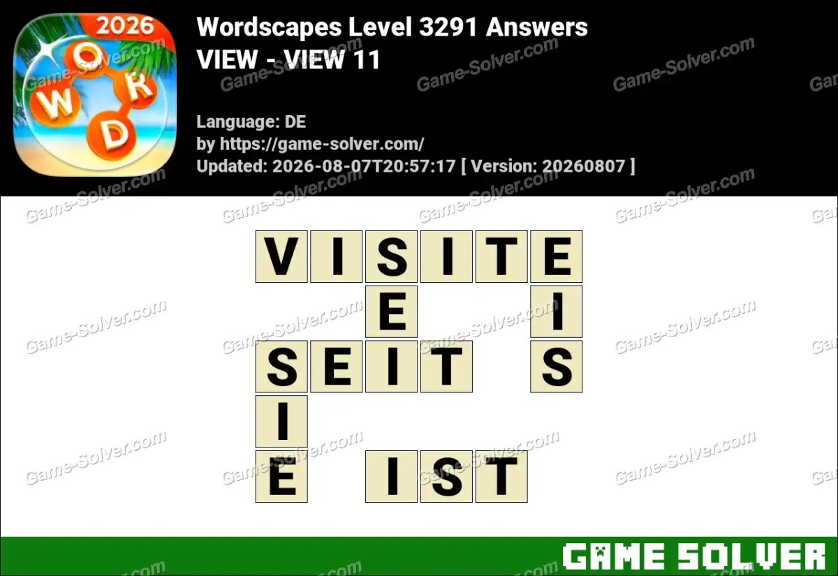 Wordscapes Deutsche Level 3291 Answers — VIEW - VIEW 11