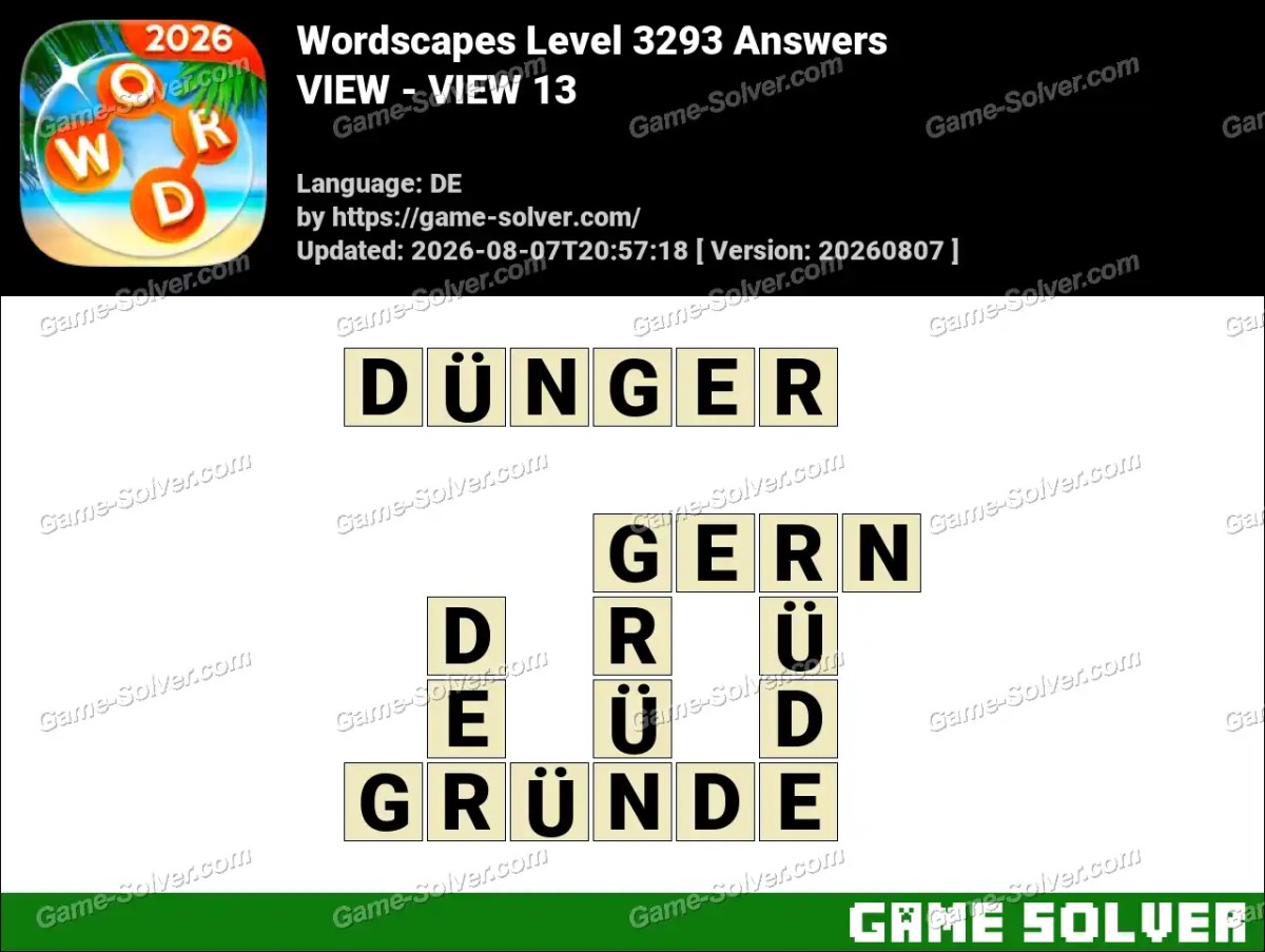 Wordscapes Deutsche Level 3293 Answers — VIEW - VIEW 13