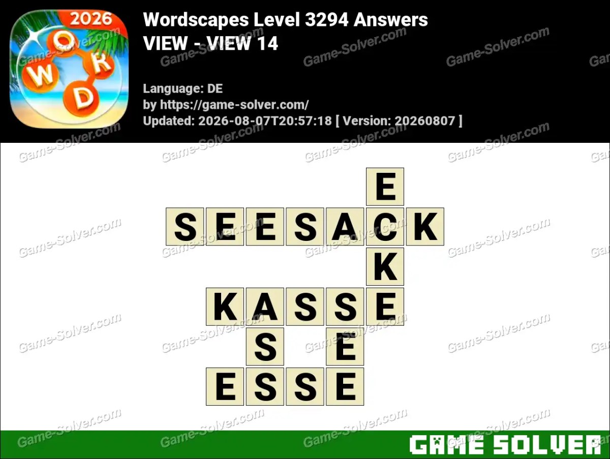 Wordscapes Deutsche Level 3294 Answers — VIEW - VIEW 14