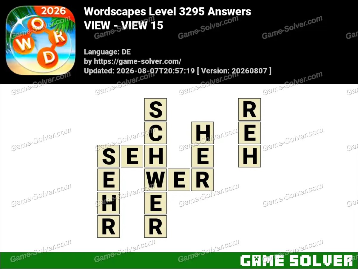 Wordscapes Deutsche Level 3295 Answers — VIEW - VIEW 15