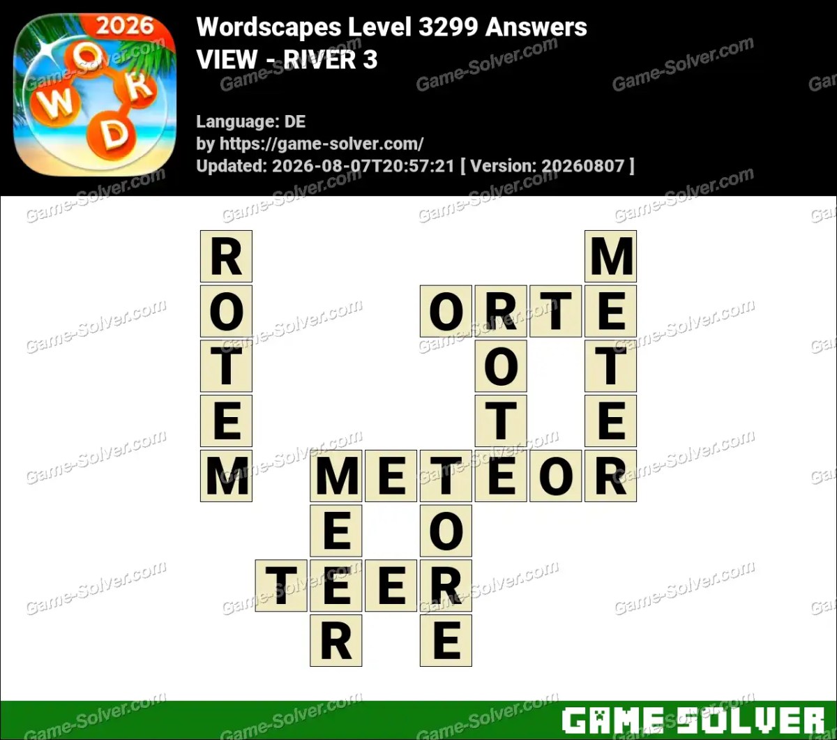 Wordscapes Deutsche Level 3299 Answers — VIEW - RIVER 3 Wordscapes Deutsche Level 3299 Answers — VIEW - RIVER 3