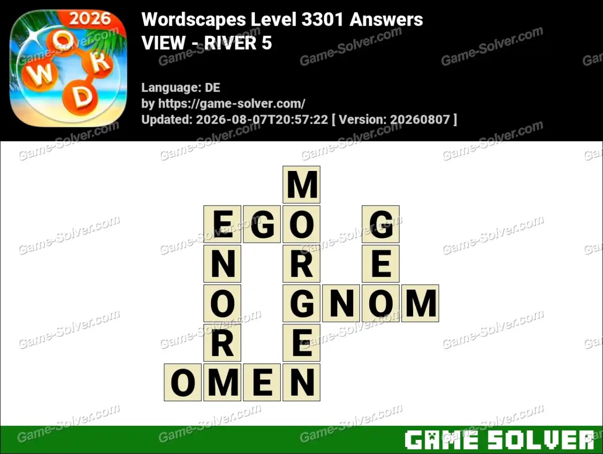 Wordscapes Deutsche Level 3301 Answers — VIEW - RIVER 5