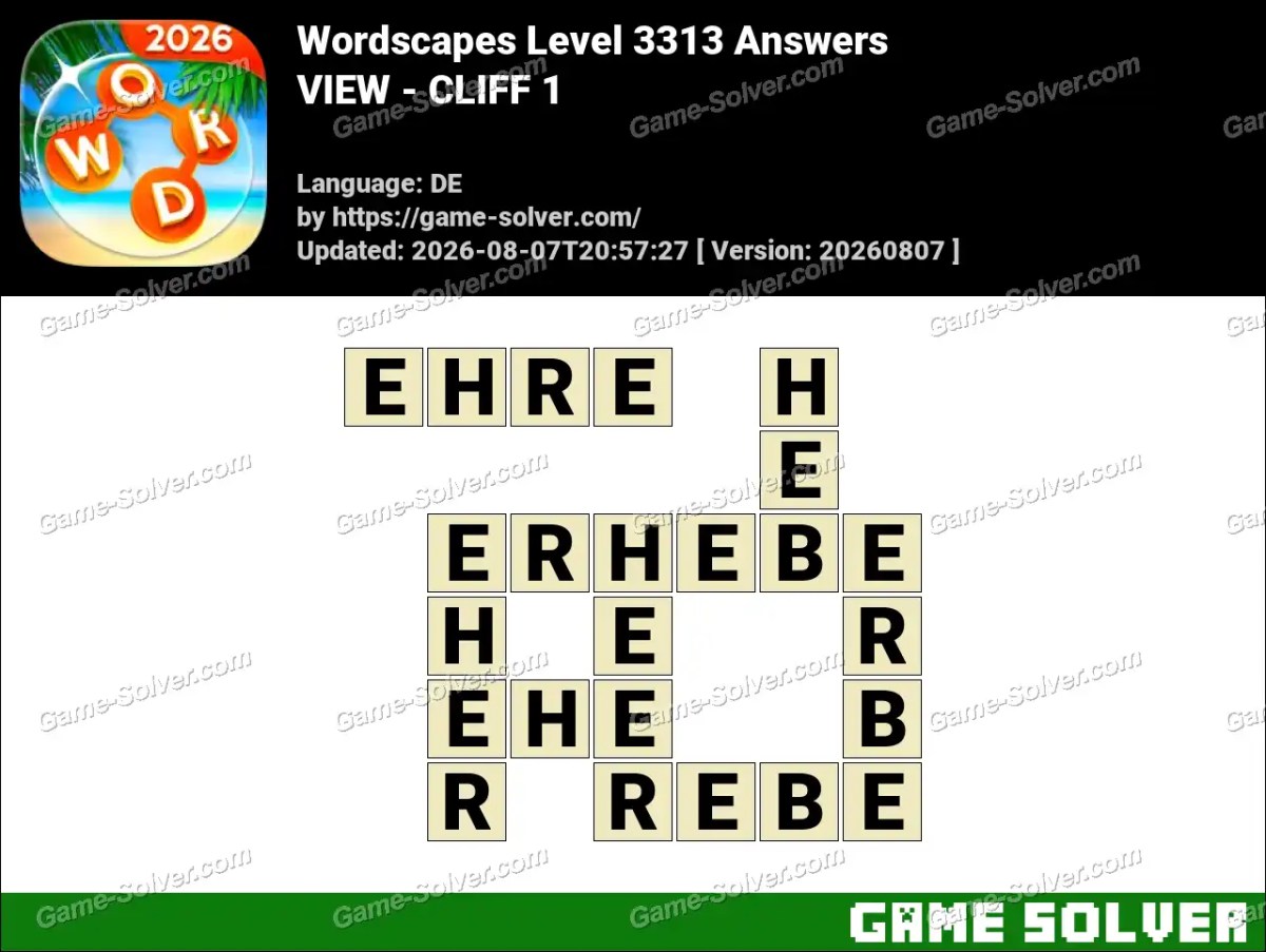 Wordscapes Deutsche Level 3313 Answers — VIEW - CLIFF 1