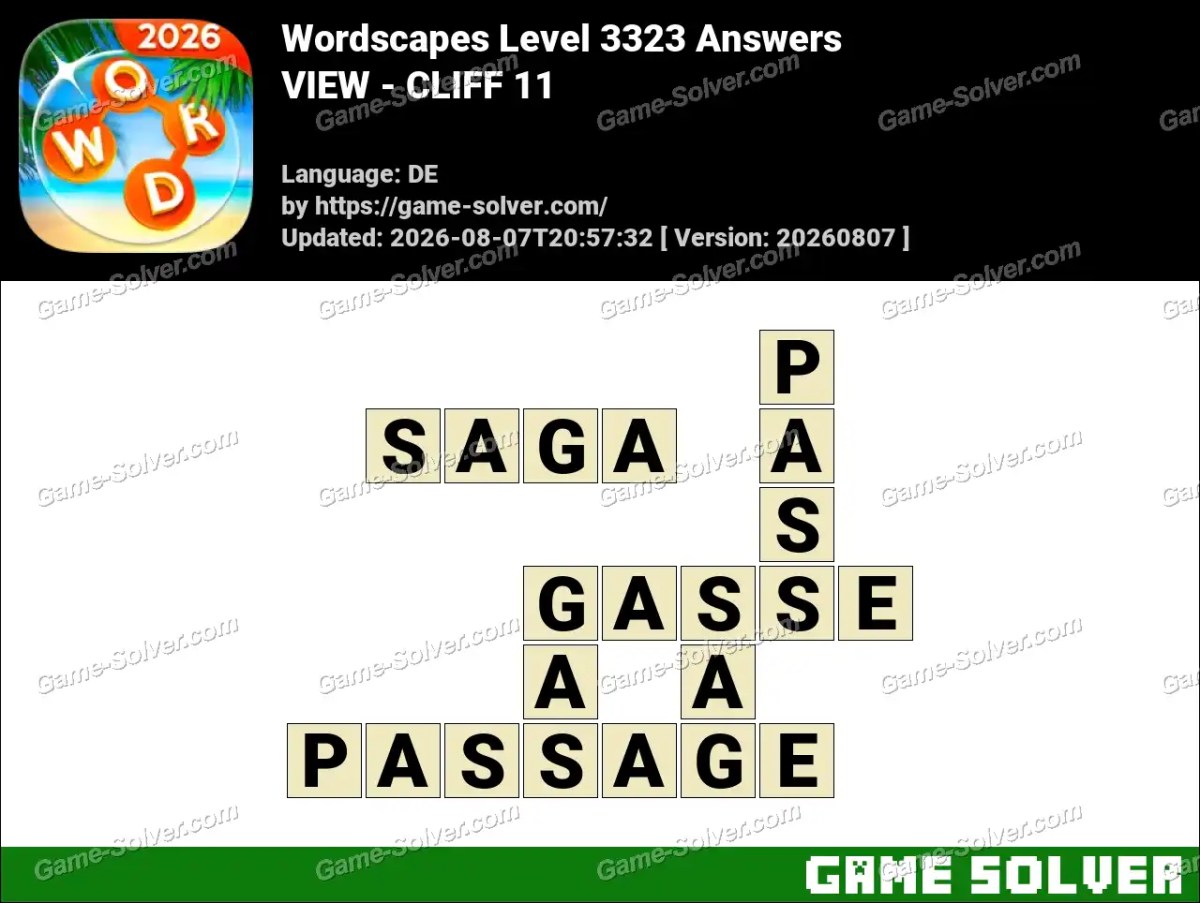 Wordscapes Deutsche Level 3323 Answers — VIEW - CLIFF 11