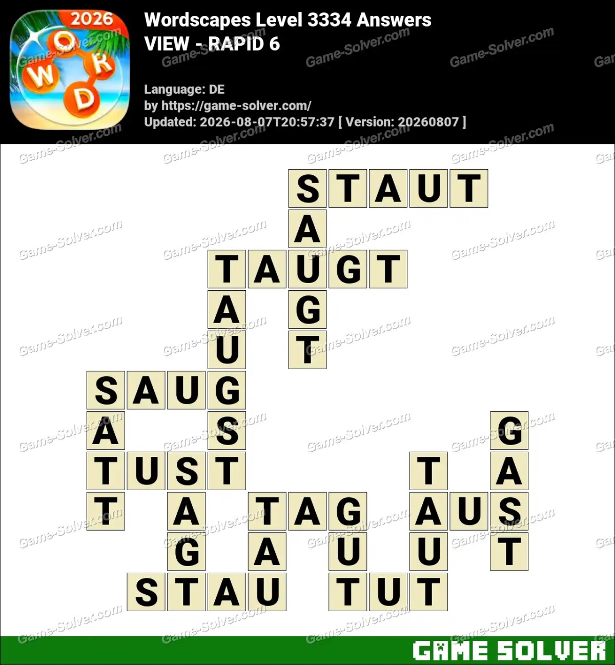 Wordscapes Deutsche Level 3334 Answers — VIEW - RAPID 6