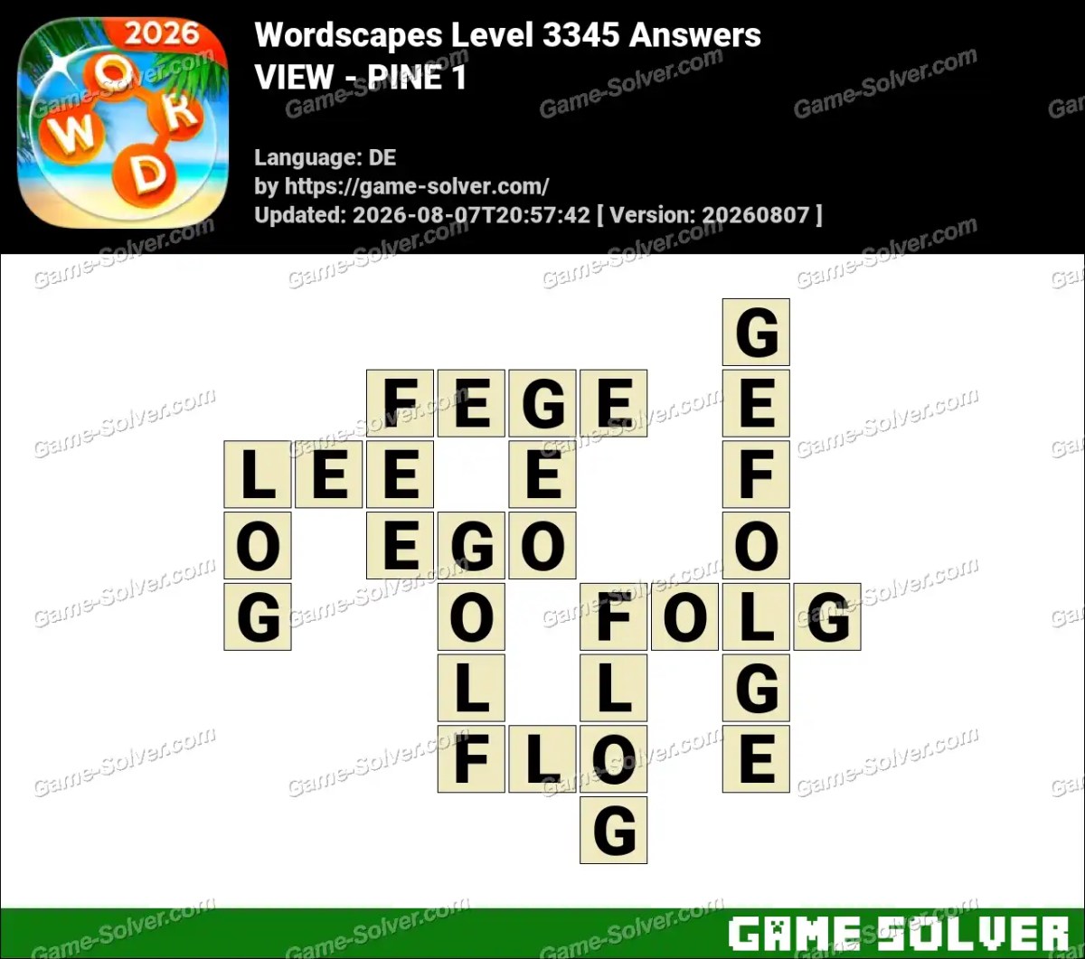 Wordscapes Deutsche Level 3345 Answers — VIEW - PINE 1