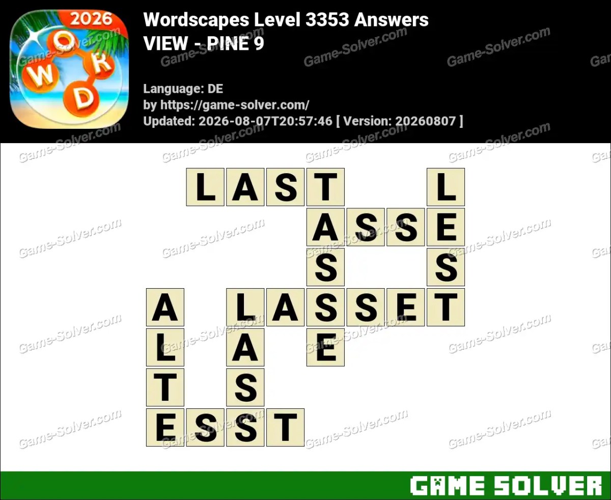 Wordscapes Deutsche Level 3353 Answers — VIEW - PINE 9 Wordscapes Deutsche Level 3353 Answers — VIEW - PINE 9