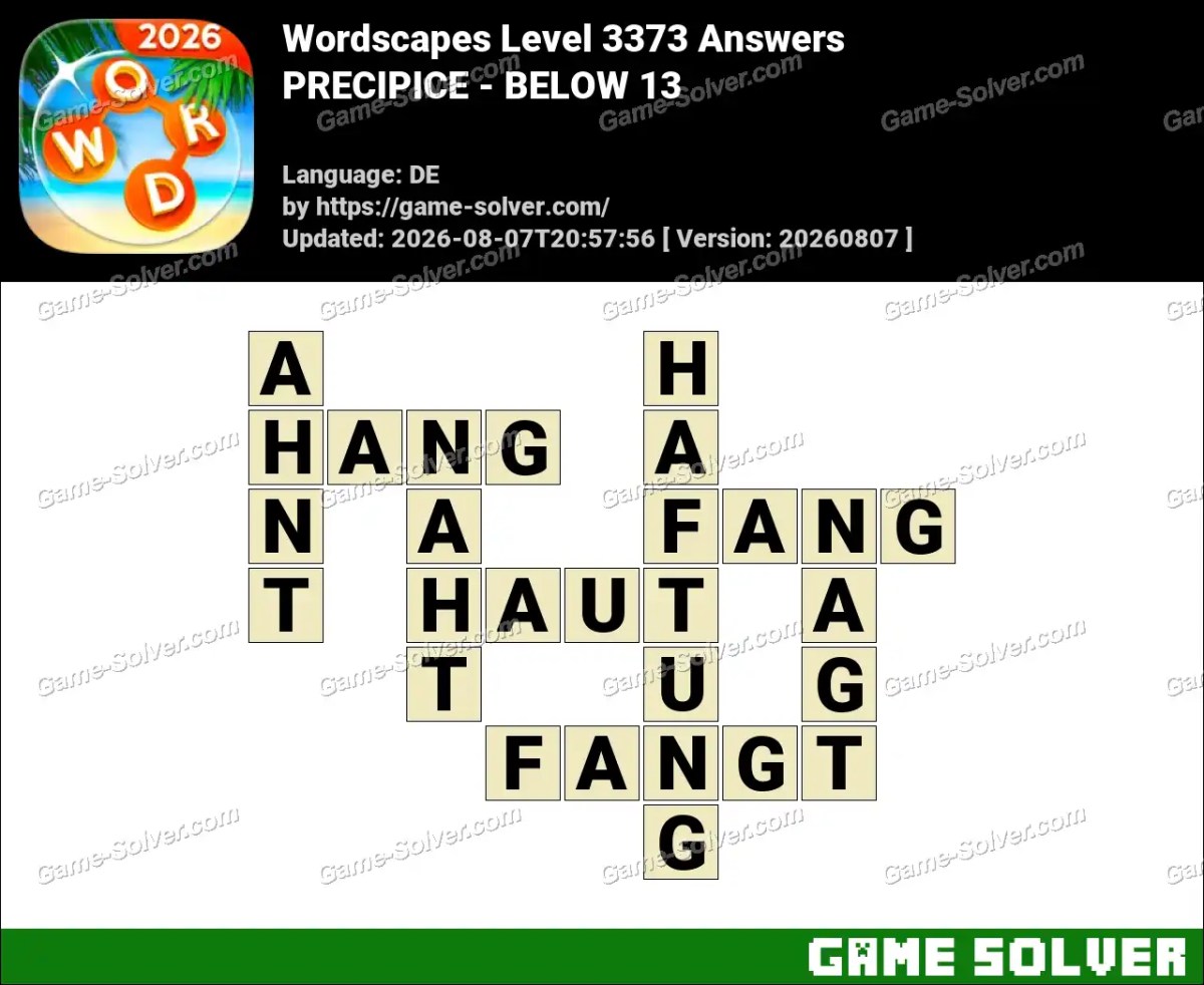 Wordscapes Deutsche Level 3373 Answers — PRECIPICE - BELOW 13