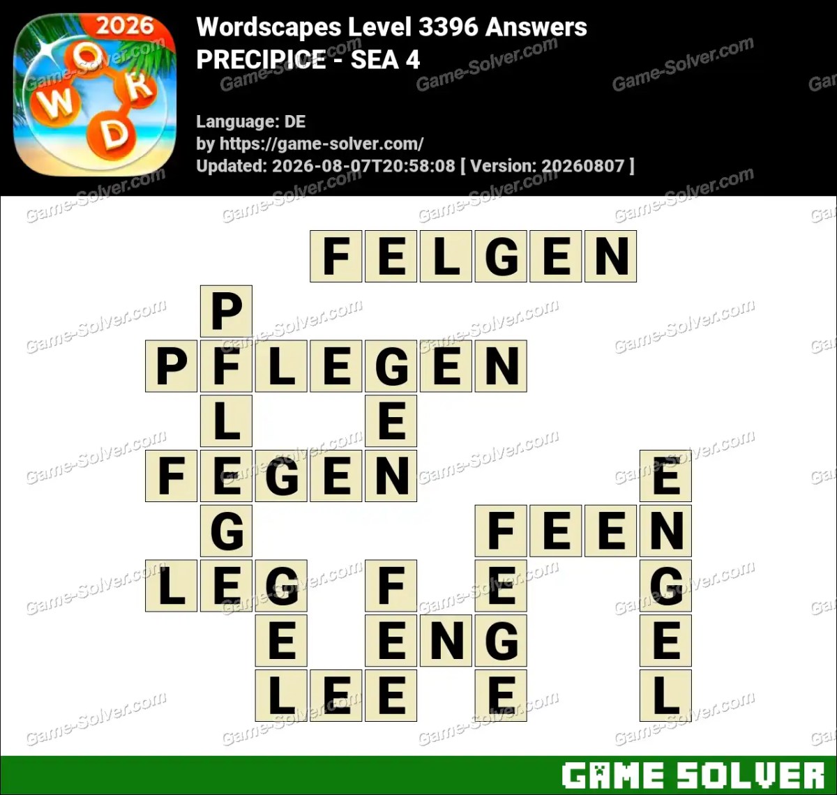 Wordscapes Deutsche Level 3396 Answers — PRECIPICE - SEA 4 Wordscapes Deutsche Level 3396 Answers — PRECIPICE - SEA 4
