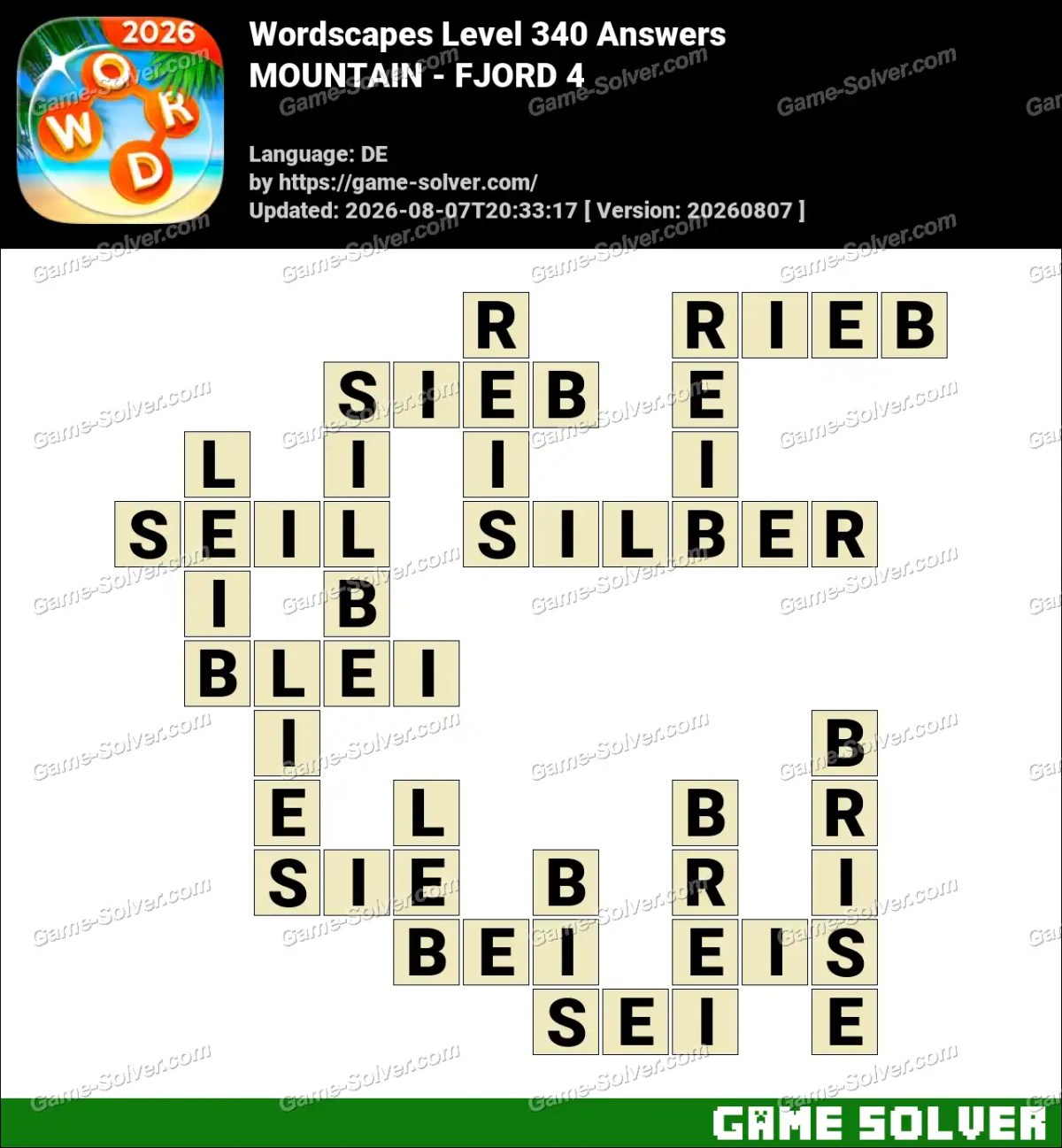 Wordscapes Deutsche Level 340 Answers — MOUNTAIN - FJORD 4 Wordscapes Deutsche Level 340 Answers — MOUNTAIN - FJORD 4