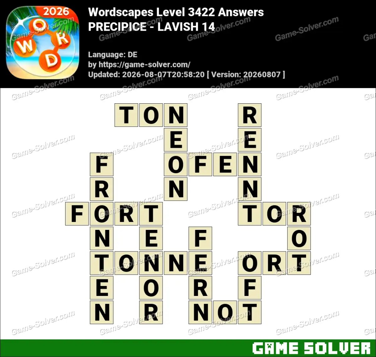 Wordscapes Deutsche Level 3422 Answers — PRECIPICE - LAVISH 14 Wordscapes Deutsche Level 3422 Answers — PRECIPICE - LAVISH 14