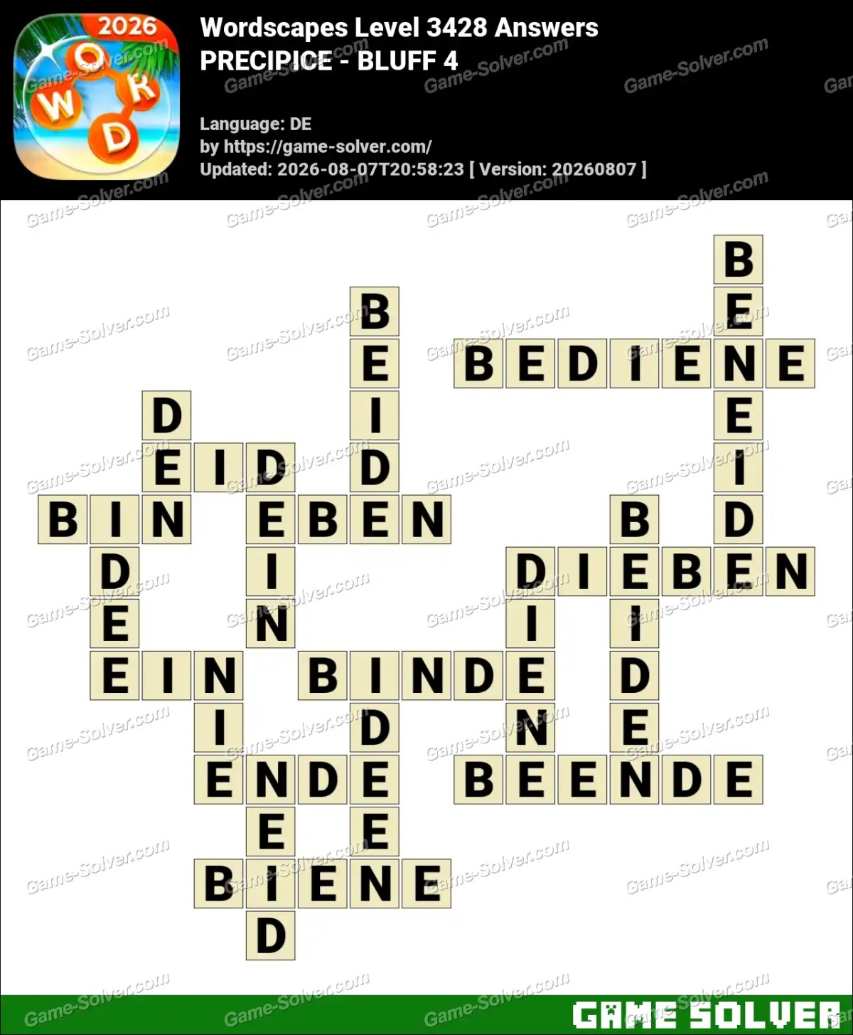 Wordscapes Deutsche Level 3428 Answers — PRECIPICE - BLUFF 4 Wordscapes Deutsche Level 3428 Answers — PRECIPICE - BLUFF 4
