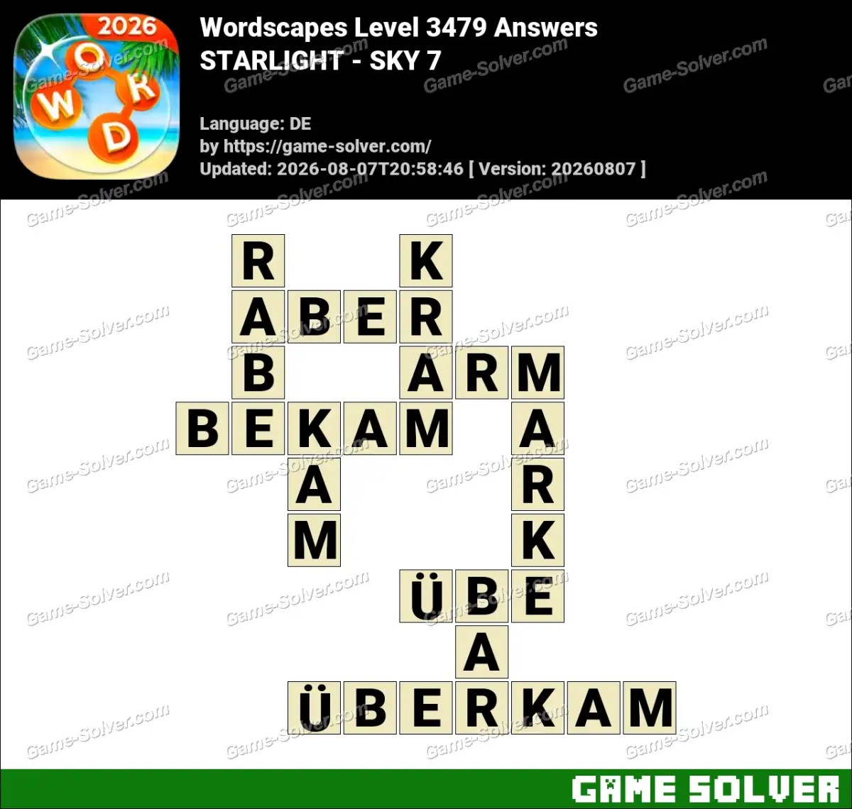 Wordscapes Deutsche Level 3479 Answers — STARLIGHT - SKY 7 Wordscapes Deutsche Level 3479 Answers — STARLIGHT - SKY 7