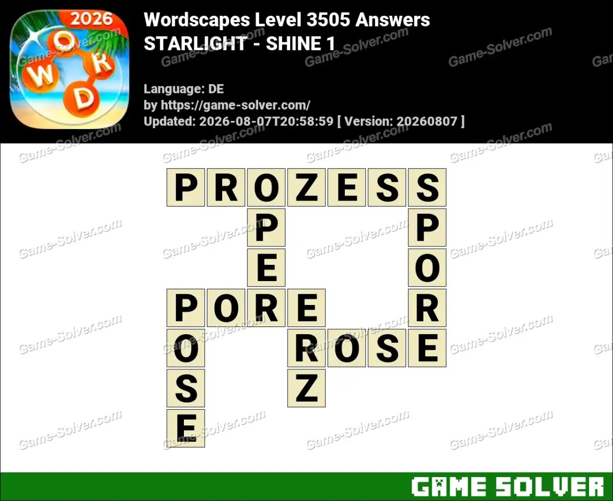 Wordscapes Deutsche Level 3505 Answers — STARLIGHT - SHINE 1