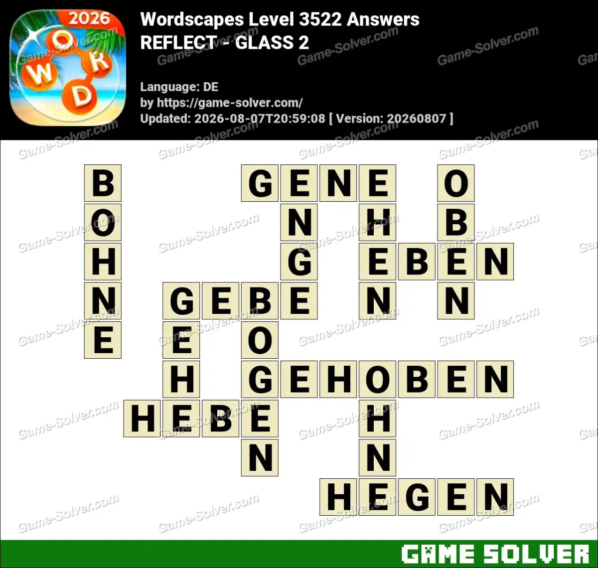 Wordscapes Deutsche Level 3522 Answers — REFLECT - GLASS 2 Wordscapes Deutsche Level 3522 Answers — REFLECT - GLASS 2