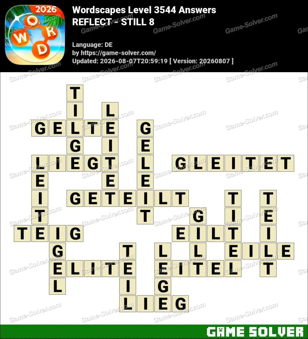Wordscapes Deutsche Level 3544 Answers — REFLECT - STILL 8 Wordscapes Deutsche Level 3544 Answers — REFLECT - STILL 8