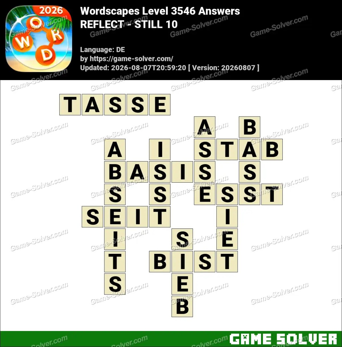 Wordscapes Deutsche Level 3546 Answers — REFLECT - STILL 10 Wordscapes Deutsche Level 3546 Answers — REFLECT - STILL 10