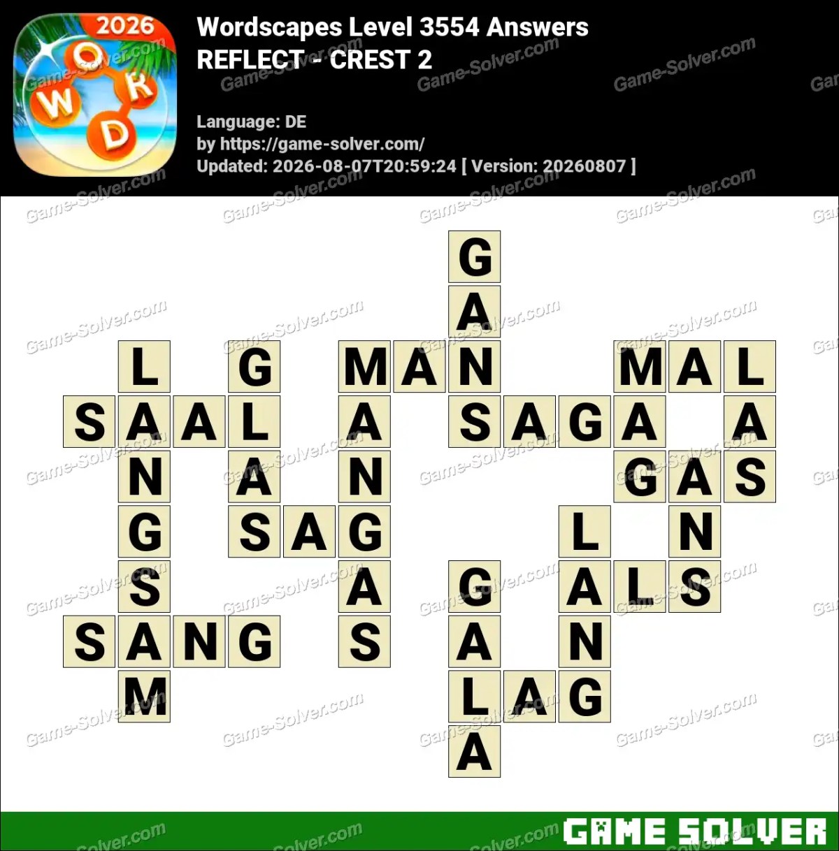 Wordscapes Deutsche Level 3554 Answers — REFLECT - CREST 2