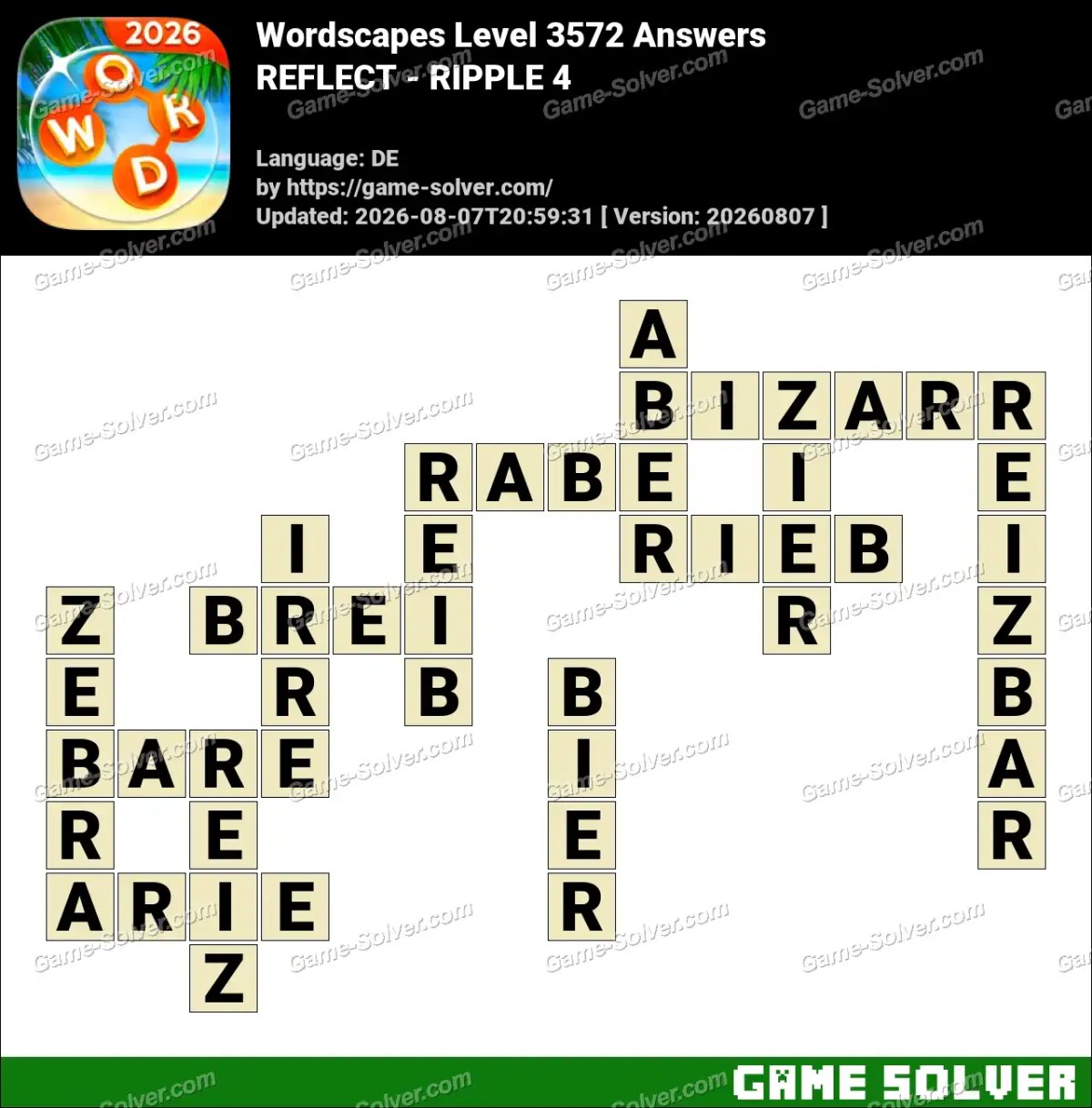 Wordscapes Deutsche Level 3572 Answers — REFLECT - RIPPLE 4 Wordscapes Deutsche Level 3572 Answers — REFLECT - RIPPLE 4