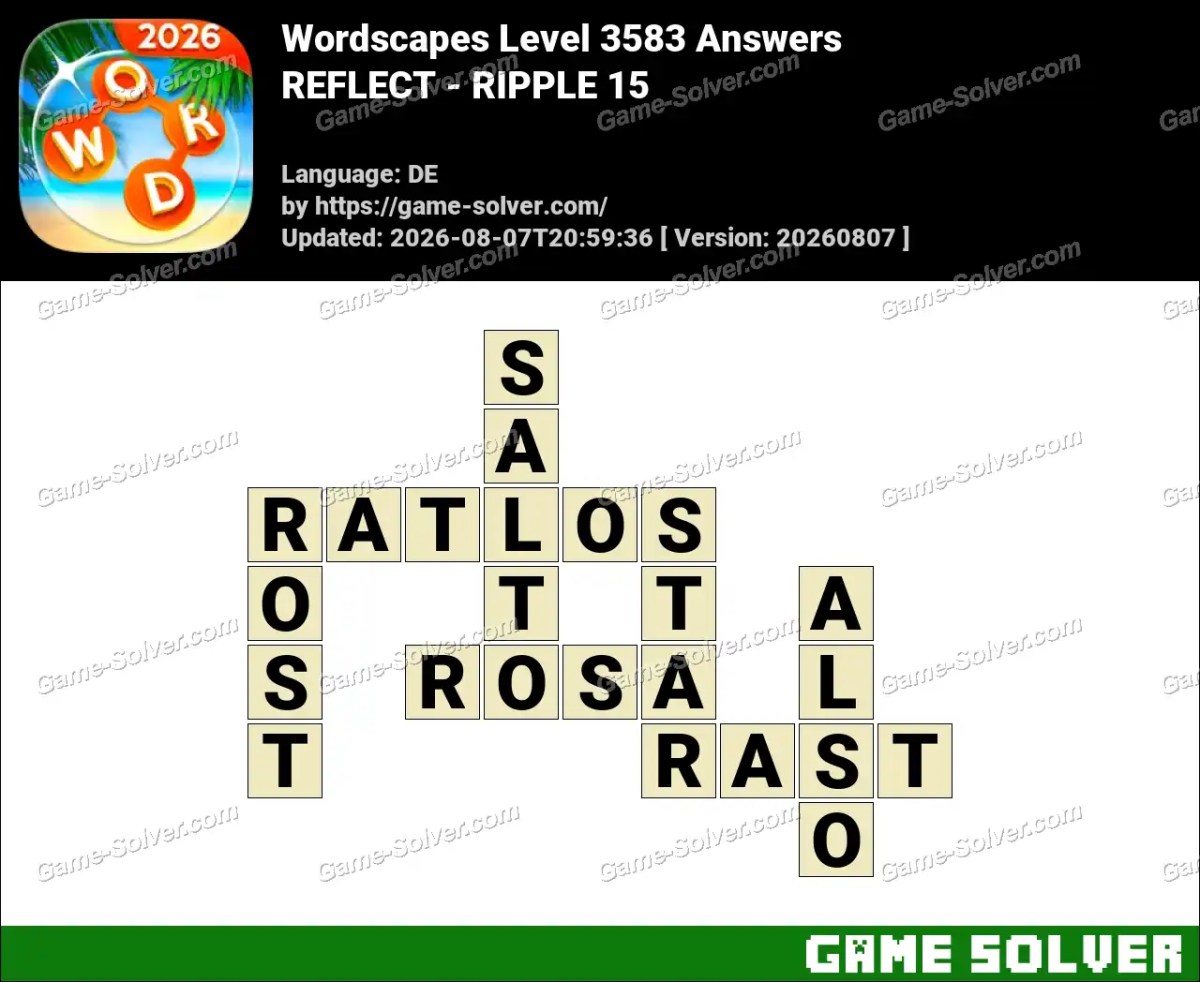 Wordscapes Deutsche Level 3583 Answers — REFLECT - RIPPLE 15 Wordscapes Deutsche Level 3583 Answers — REFLECT - RIPPLE 15