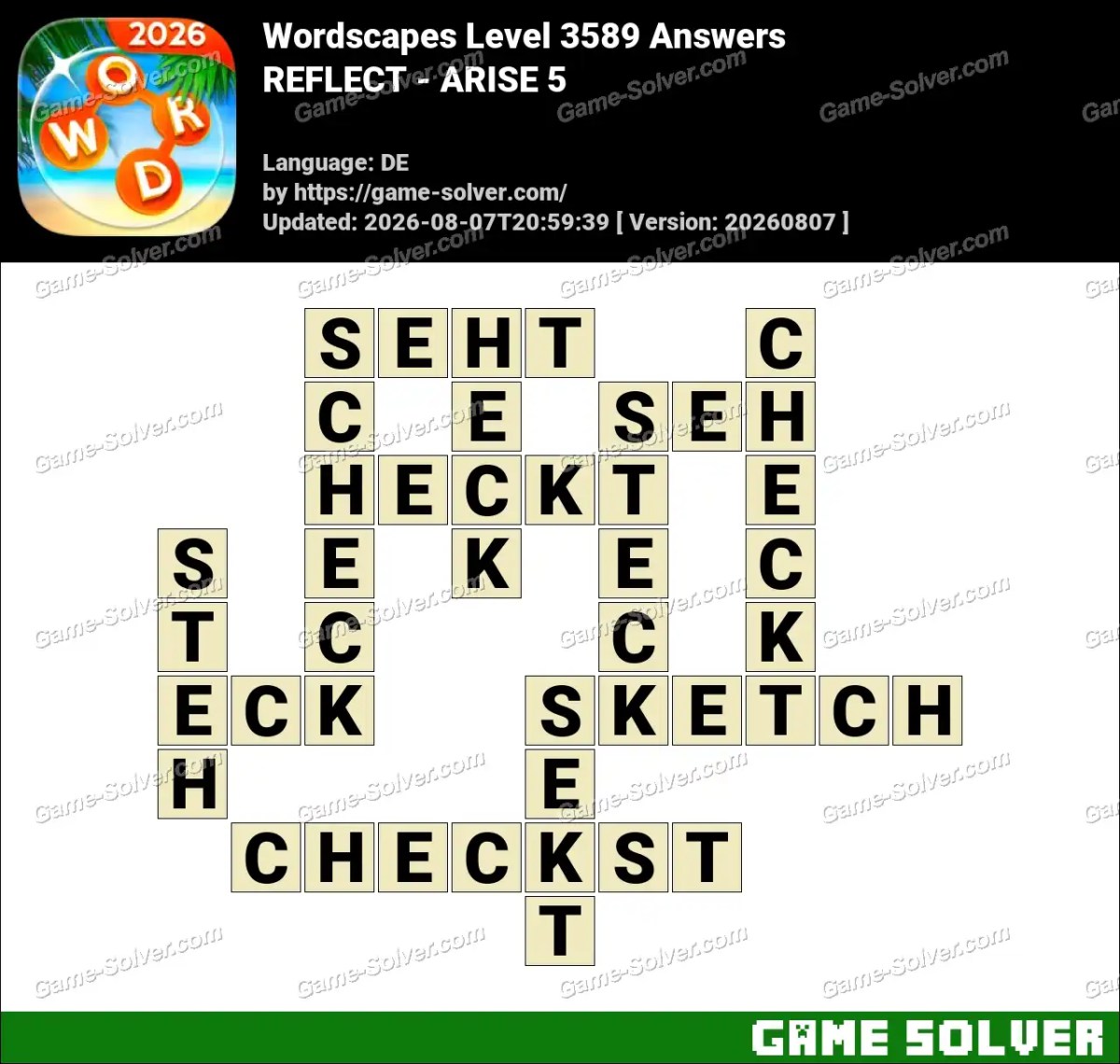 Wordscapes Deutsche Level 3589 Answers — REFLECT - ARISE 5