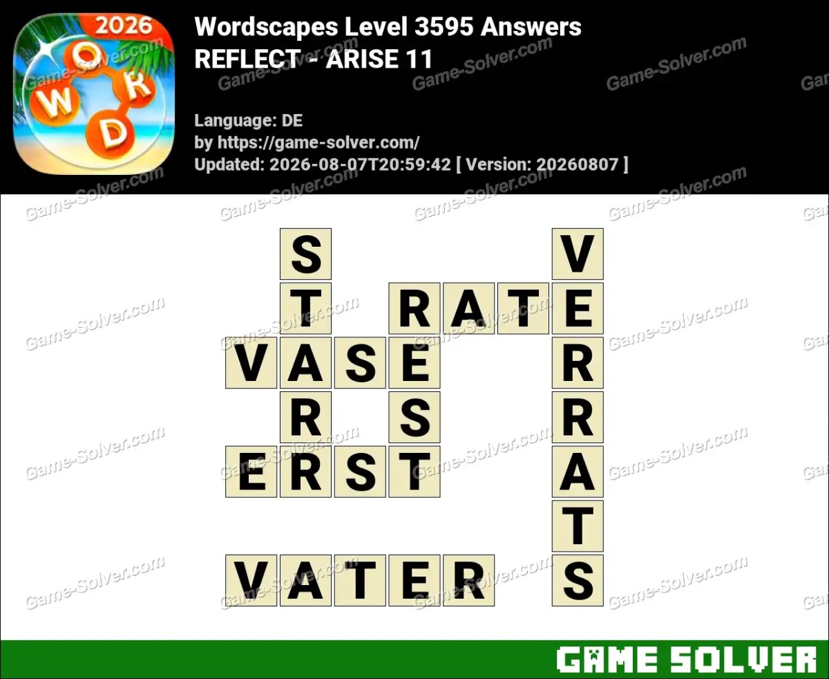 Wordscapes Deutsche Level 3595 Answers — REFLECT - ARISE 11 Wordscapes Deutsche Level 3595 Answers — REFLECT - ARISE 11