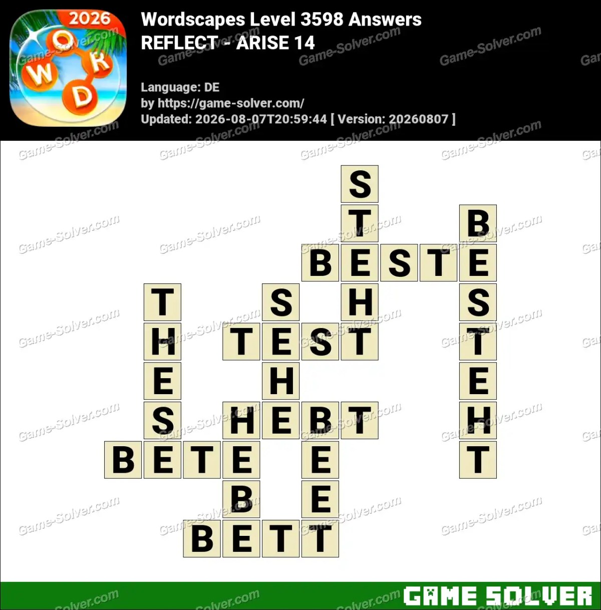 Wordscapes Deutsche Level 3598 Answers — REFLECT - ARISE 14 Wordscapes Deutsche Level 3598 Answers — REFLECT - ARISE 14