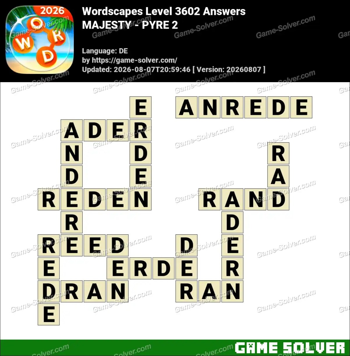 Wordscapes Deutsche Level 3602 Answers — MAJESTY - PYRE 2 Wordscapes Deutsche Level 3602 Answers — MAJESTY - PYRE 2