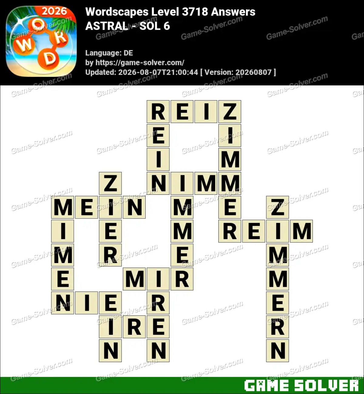 Wordscapes Deutsche Level 3718 Answers — ASTRAL - SOL 6