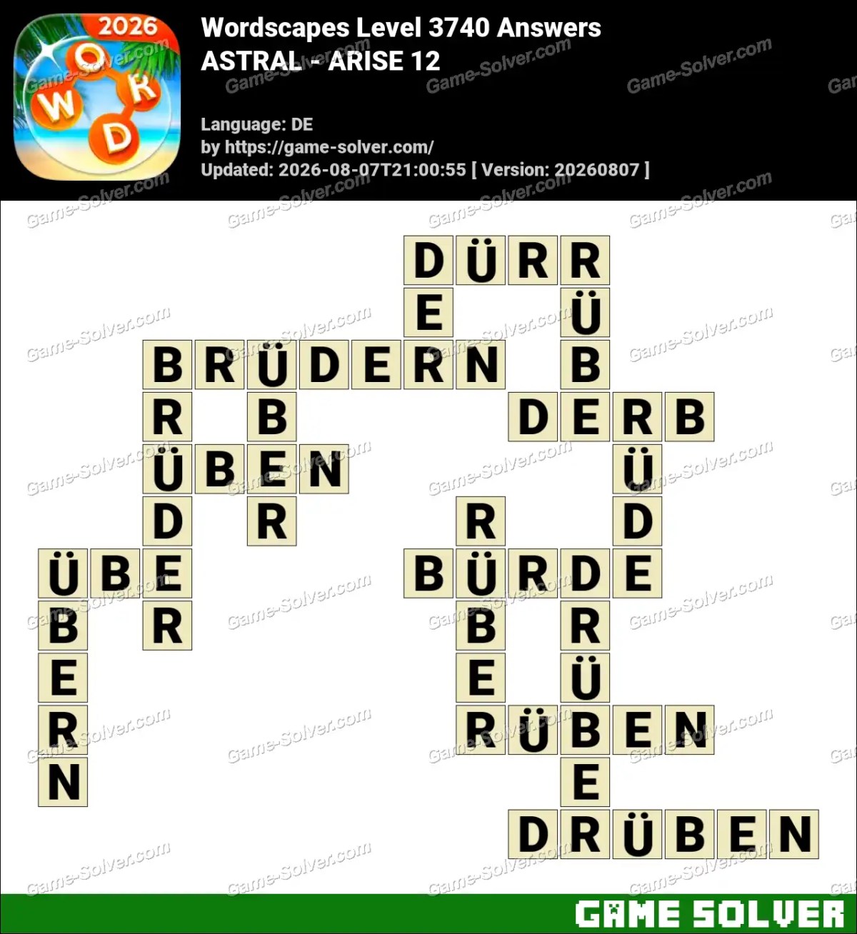 Wordscapes Deutsche Level 3740 Answers — ASTRAL - ARISE 12