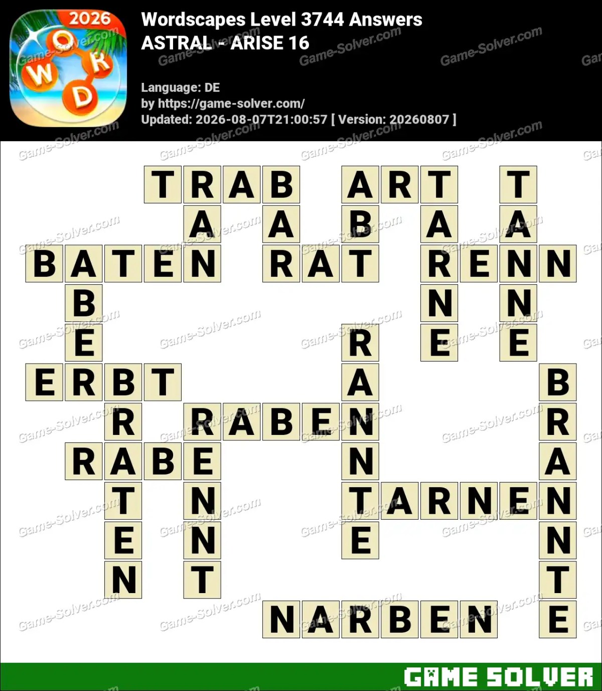 Wordscapes Deutsche Level 3744 Answers — ASTRAL - ARISE 16 Wordscapes Deutsche Level 3744 Answers — ASTRAL - ARISE 16