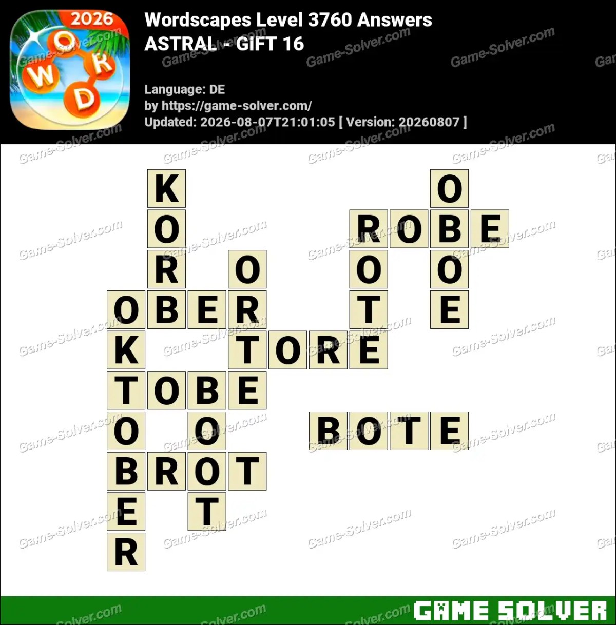 Wordscapes Deutsche Level 3760 Answers — ASTRAL - GIFT 16