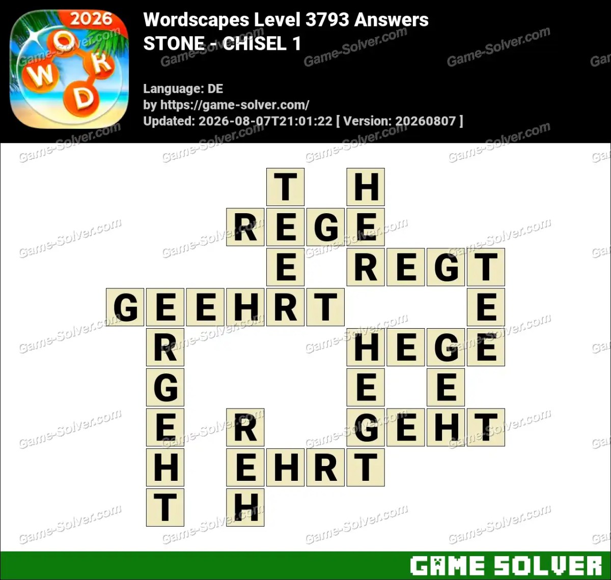 Wordscapes Deutsche Level 3793 Answers — STONE - CHISEL 1
