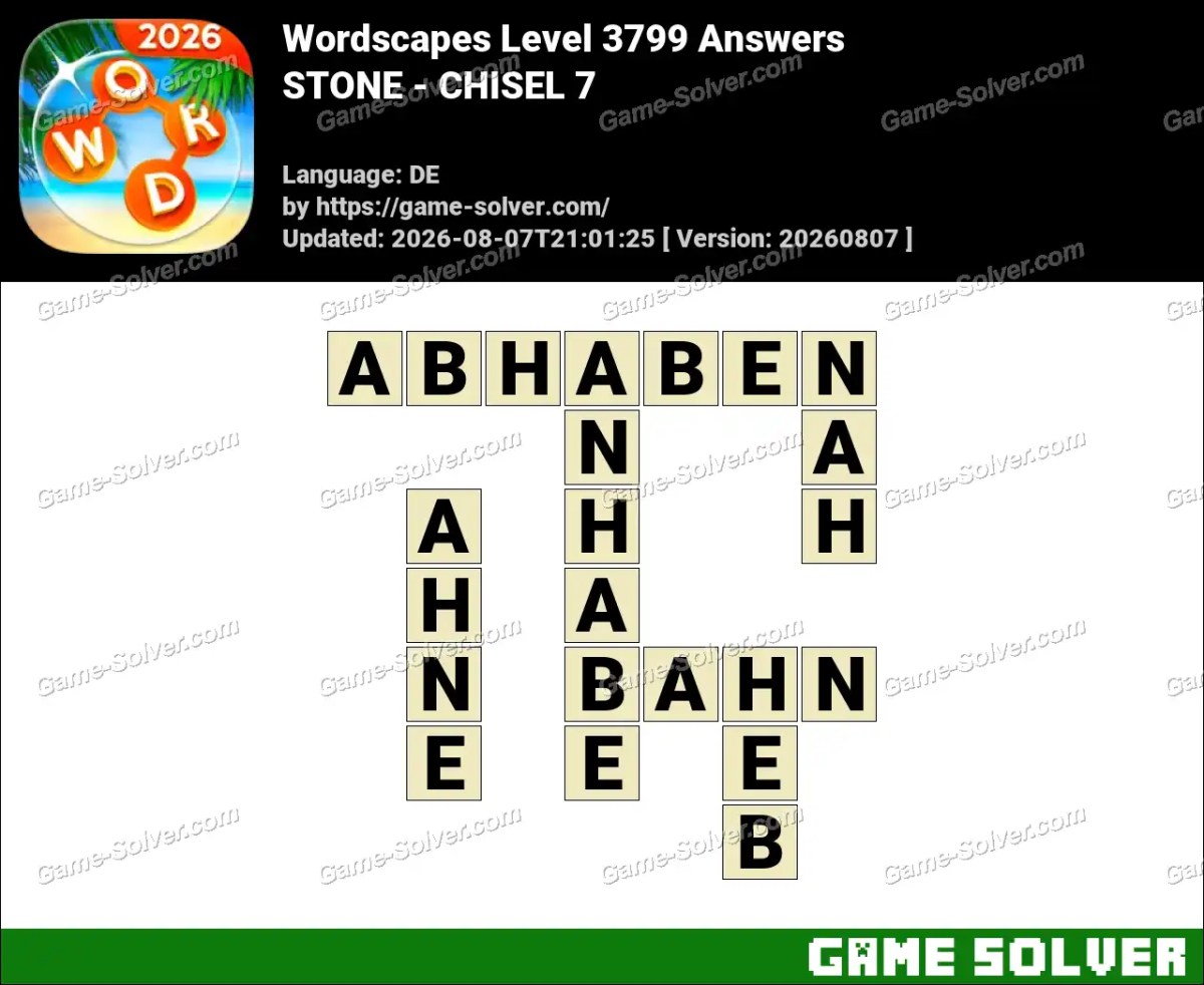 Wordscapes Deutsche Level 3799 Answers — STONE - CHISEL 7 Wordscapes Deutsche Level 3799 Answers — STONE - CHISEL 7